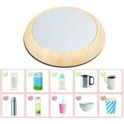 USB Coffee Mug Warmer, Wood Grain Cup Warmer Beverage Mug Heat Mat Water Milk Warmer Plate Shallow Wood Grain -Small Appliances Store 77432283 3