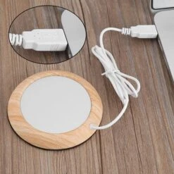 USB Coffee Mug Warmer, Wood Grain Cup Warmer Beverage Mug Heat Mat Water Milk Warmer Plate Shallow Wood Grain -Small Appliances Store 77432283 4