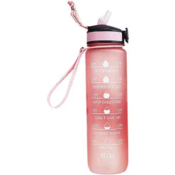 Water Bottle With Straw & Time Marker, Portable Reusable Fitness Sports Water Jug Style 4