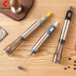 Milk Frother Rechargeable Operated Frother For Coffee, Frother Whisk, Mini Blender Handheld And Electric Mixer Grey -Small Appliances Store 78327189 4