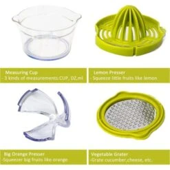 Lemon Manual Hand Squeezer With Built-in 16OZ Measuring Cup Grater，Multi-function Manual Juicer -Small Appliances Store 78327225 3