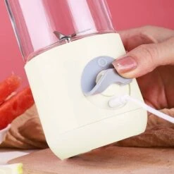 Portable Mini Plastic Fruit Blender 500ml With 6 Personal Stainless Steel Blades Blender For Vegetable Smoothie Shakes USB Rechargeable Electric Blender - White -Small Appliances Store 78699583 5