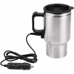 Electric Mug - 12V 450ml Stainless Steel + PP Premium Vacuum Insulated Travel Heated Mug
