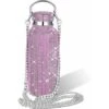 Refillable Water Bottle Insulated Water Bottle Glitter Water Bottle With Chain For Women (Pink, Silver, 750ml)