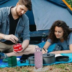 Refillable Water Bottle Insulated Water Bottle Glitter Water Bottle With Chain For Women (Pink, Silver, 750ml) -Small Appliances Store 78703145 4