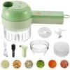 Cordless Electric Chopper, Portable Mini Garlic Chopper Vegetable Chopper With Ginger Pepper Onion Cleaning Brush (Green)