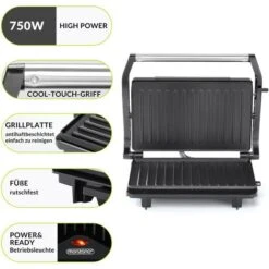 Monzana Contact Grill Non-stick Coating BPA Free Cool-touch Handle Removable Drip Tray 750W Table Grill Sandwich Maker -Small Appliances Store 79168125 3