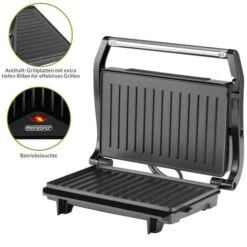 Monzana Contact Grill Non-stick Coating BPA Free Cool-touch Handle Removable Drip Tray 750W Table Grill Sandwich Maker -Small Appliances Store 79168125 5