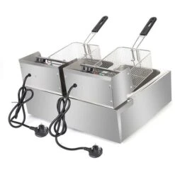 EH82 2500W 220-240V 12.7QT/12L Stainless Steel Double Cylinder Electric Fryer UK Plug -Small Appliances Store 80310272 4
