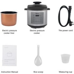 1000W Electric Pressure Cooker Push-button Stainless Steel 13 In 1 Cooking Mode,6QT Stainless Steel Color -Small Appliances Store 80314431 4