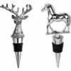 2 Piece Wine Stopper Funny Deer Head Shaped Wine Stopper Horse Shape Silicone Wine Canner, Silver