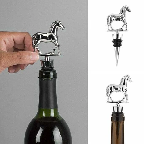 2 Piece Wine Stopper Funny Deer Head Shaped Wine Stopper Horse Shape Silicone Wine Canner, Silver 2 2 Piece Wine Stopper Funny Deer Head Shaped Wine Stopper Horse Shape Silicone Wine Canner, Silver - Image 2