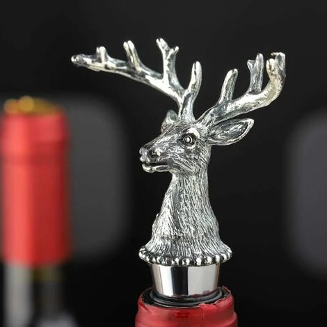 2 Piece Wine Stopper Funny Deer Head Shaped Wine Stopper Horse Shape Silicone Wine Canner, Silver 4 2 Piece Wine Stopper Funny Deer Head Shaped Wine Stopper Horse Shape Silicone Wine Canner, Silver - Image 4
