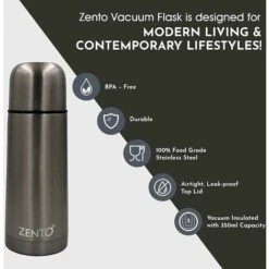 Zento Stainless Steel Bullet Vacuum Drink Flask 350ml Thermo-Shield Technology -Small Appliances Store 82140701 5
