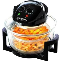 Schallen 17L 2 In 1 Deluxe Black & Glass Air Fryer Deep Fat Free Frying Healthy Halogen Cooker + Accessories Included