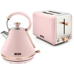 Tower Cavaletto Pyramid Kettle And 2 Slice Toaster Set Pink