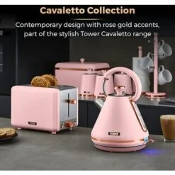 Tower Cavaletto Pyramid Kettle And 2 Slice Toaster Set Pink -Small Appliances Store 83668521 4