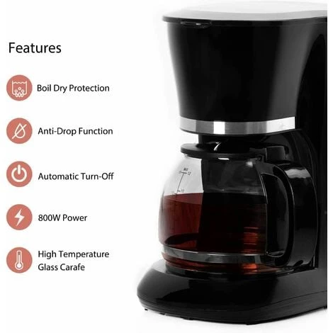 Filter Coffee Maker Machine Instant Anti-Drip 12 Cups 800W 1.5L Jug Geepas 2 Filter Coffee Maker Machine Instant Anti-Drip 12 Cups 800W 1.5L Jug Geepas - Image 2