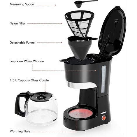 Filter Coffee Maker Machine Instant Anti-Drip 12 Cups 800W 1.5L Jug Geepas 5 Filter Coffee Maker Machine Instant Anti-Drip 12 Cups 800W 1.5L Jug Geepas - Image 5
