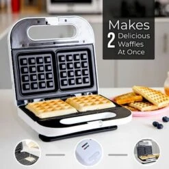 Electric Waffle Iron Maker Belgian Non-Stick 2 Slice Deep Plates 700W Geepas 7 Electric Waffle Iron Maker Belgian Non-Stick 2 Slice Deep Plates 700W Geepas -Small Appliances Store 83743725 3