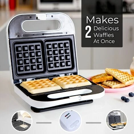 Electric Waffle Iron Maker Belgian Non-Stick 2 Slice Deep Plates 700W Geepas 3 Electric Waffle Iron Maker Belgian Non-Stick 2 Slice Deep Plates 700W Geepas - Image 3