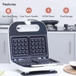 Electric Waffle Iron Maker Belgian Non-Stick 2 Slice Deep Plates 700W Geepas 8 Electric Waffle Iron Maker Belgian Non-Stick 2 Slice Deep Plates 700W Geepas -Small Appliances Store 83743725 4