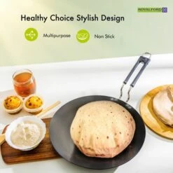 Pancake Pan Roti Tawa Chapati Paratha Crepe Omelettes Flatbreads 30cm Royalford -Small Appliances Store 83743765 3