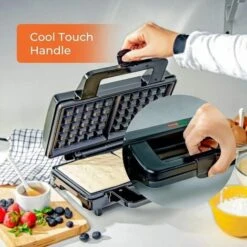 Deep Fill Waffle Maker Iron Non-Stick Cooking Plates Belgian Waffle 1000W Geepas -Small Appliances Store 83743792 5