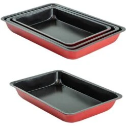 ASAB 3 Pc Non Stick Baking Roasting Cooking Tray Set Oven Dish Bake Pan Bakeware -Small Appliances Store 83809495 3