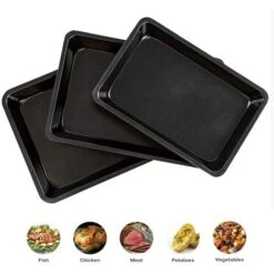 ASAB 3 Pc Non Stick Baking Roasting Cooking Tray Set Oven Dish Bake Pan Bakeware -Small Appliances Store 83809495 5