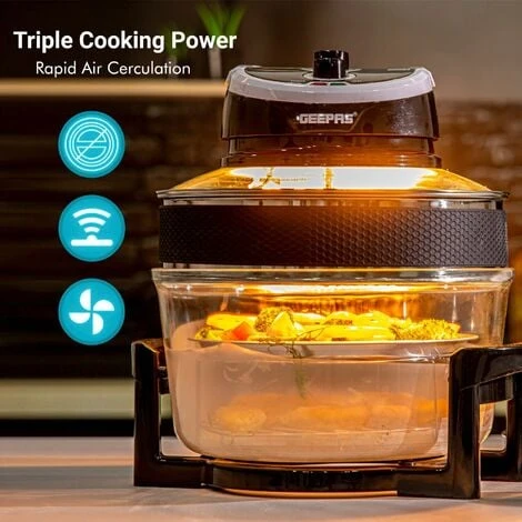 17L Halogen Oven Convection Turbo Cooker Air Fryer With Extender Ring Geepas 3 17L Halogen Oven Convection Turbo Cooker Air Fryer With Extender Ring Geepas - Image 3
