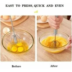 Automatic Rotary Beater Stainless Steel Manual Beaters And Whisks Stainless Steel Semi-automatic Hand-held Egg Whisk Milk Frother Non-electric Mixer (12 Inch) GTA -Small Appliances Store 86193006 5