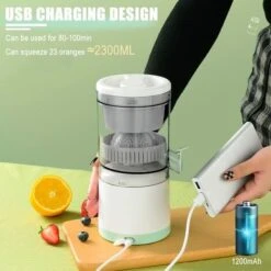 Multifunctional Electric Citrus Juicer Heavy Duty Lemon Orange Grapefruit Juice Extractor Squeezer Portable USB Rechargeable Cordless Juicer For Kitchen Travel -Small Appliances Store 86604377 5