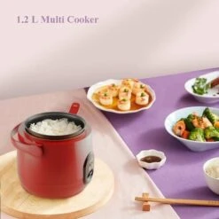 1.2L Mini Steam Rice Cooker With Removable Non-Stick Pot And Indicator Lights - Perfect Rice In Minutes For 1-2 People,Red -Small Appliances Store 86604511 4