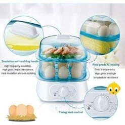 Small Steamer 2 Layer Electric Steamer Basket Free Stacking BPA Free 60 Minute Timer -Small Appliances Store 86604588 3