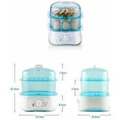 Small Steamer 2 Layer Electric Steamer Basket Free Stacking BPA Free 60 Minute Timer -Small Appliances Store 86604588 5