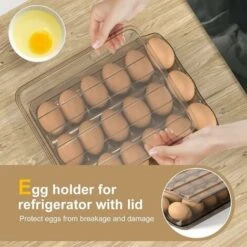 Egg Box Refrigerator Storage With Lid 18 Eggs With Tilt Angle Automatic Filling -Small Appliances Store 86608717 3