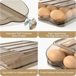 Egg Box Refrigerator Storage With Lid 18 Eggs With Tilt Angle Automatic Filling -Small Appliances Store 86608717 4