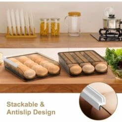 Egg Box Refrigerator Storage With Lid 18 Eggs With Tilt Angle Automatic Filling -Small Appliances Store 86608717 5