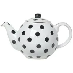London Pottery Globe 2 Cup Teapot White With Black Spots