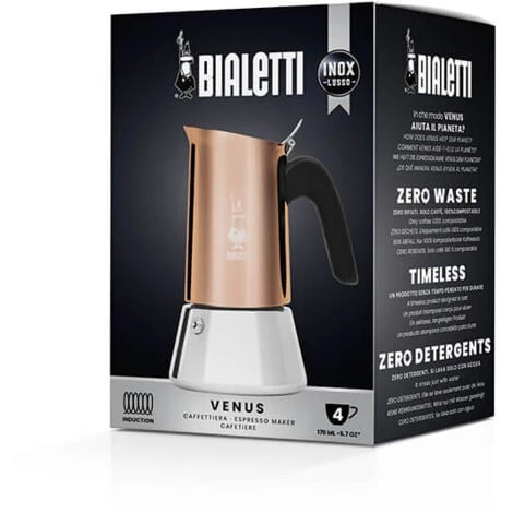 Bialetti Venus Induction 'R' Stovetop 4 Cup Coffee Maker Copper 2 Bialetti Venus Induction 'R' Stovetop 4 Cup Coffee Maker Copper - Image 2