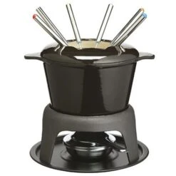 Master Class Cast Iron Enamelled Black Fondue Set