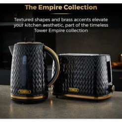 Tower Empire Kettle And 2 Slice Toaster Set Black -Small Appliances Store 87185148 4