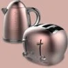 The Funky Appliance Company 1.7 Litre Kettle And 4 Slice Toaster Set Rose Gold Pink