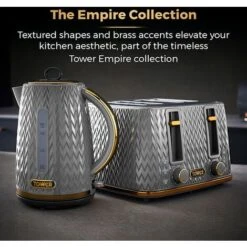 Tower Empire Kettle And 4 Slot Toaster Set Grey -Small Appliances Store 87187053 4
