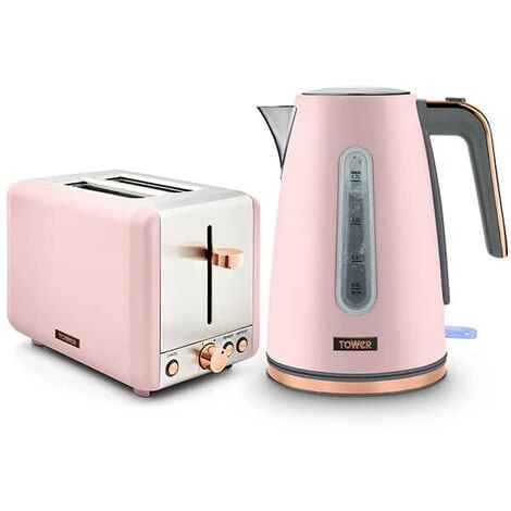Tower Cavaletto Jug Kettle And 2 Slice Toaster Set Pink 1 Tower Cavaletto Jug Kettle And 2 Slice Toaster Set Pink