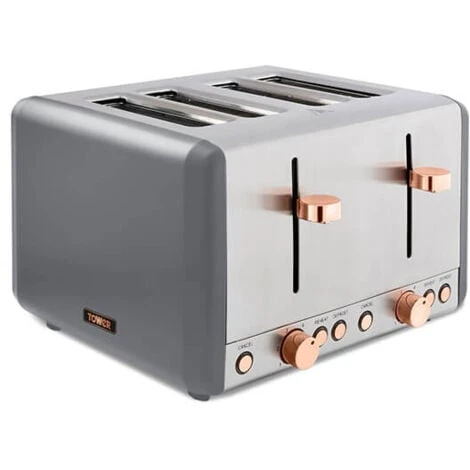 Tower Cavaletto Pyramid Kettle And 4 Slice Toaster Set Grey 2 Tower Cavaletto Pyramid Kettle And 4 Slice Toaster Set Grey - Image 2
