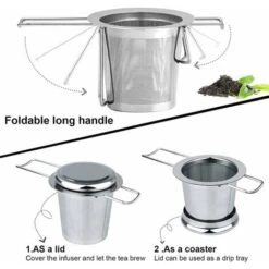 Tea Filter, Stainless Steel Tea Strainer, Tea Strainer, Tea Infuser Tea Strainer With Lid, Fine Hole Tea Filter, Foldable Handle Design Suitable For Cups/Teapot -Small Appliances Store 87636813 3