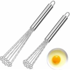 Pieces Mini Whisk, Stainless Steel Whisk, Metal Egg Whisk Kitchen Whisk Kit For Cooking, Mixing, Whisking, Beating, Stirring (25.4cm, 30.4cm)