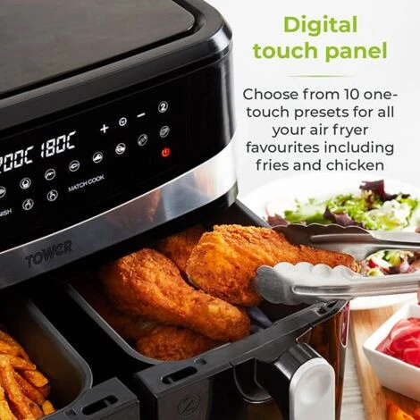 Tower 9 Litre Dual Basket Air Fryer 5 Tower 9 Litre Dual Basket Air Fryer - Image 5